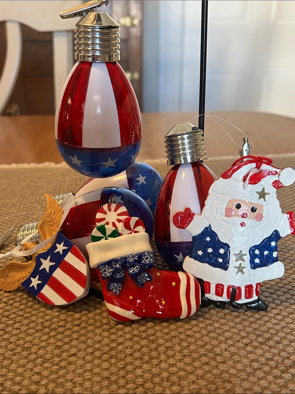 Patriotic Red White & Blue Holiday Ornament Set